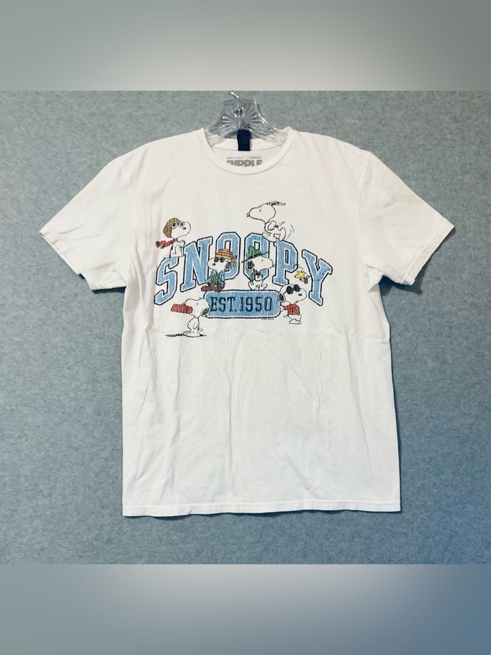 Ripple Junction Kid's Girls  Snoopy Graphic Tee - White with Blue Accents Sz M